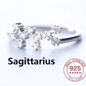 😍NWT Zodiac Constellations SAGITTARIUS Silver Resizable Ring For Women, F182